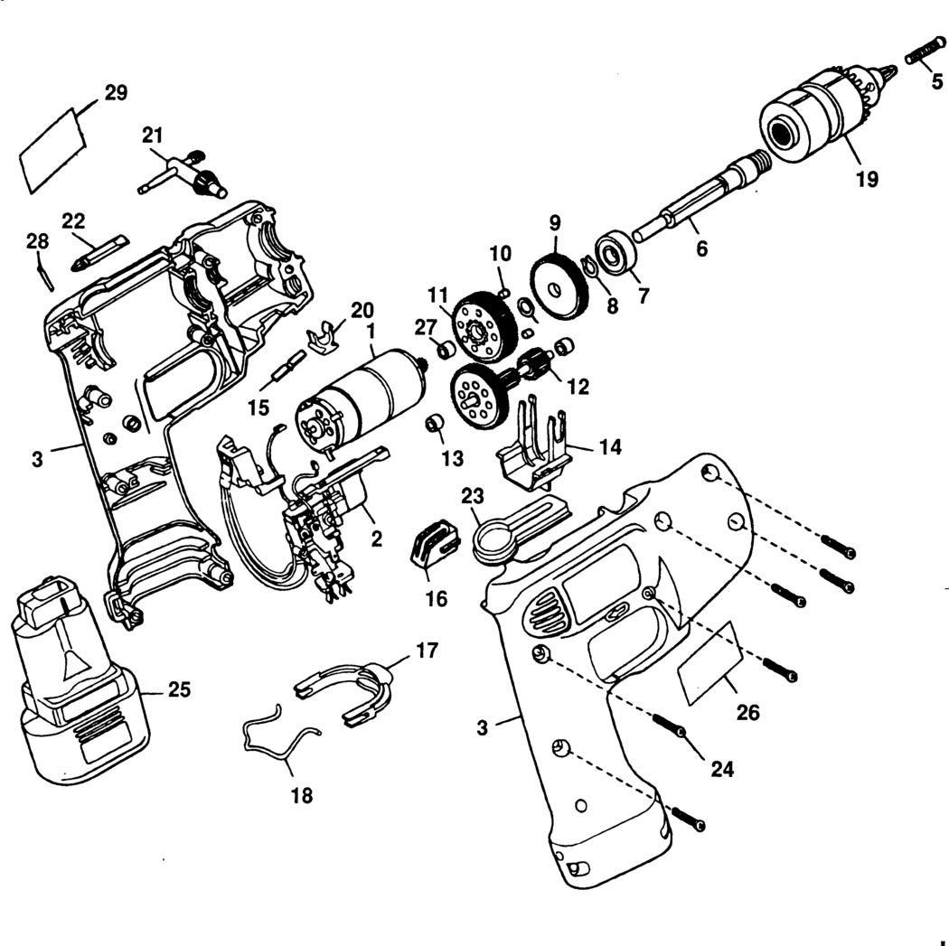 Elu MAB72 Type 1 Cordless Drill Spare Parts