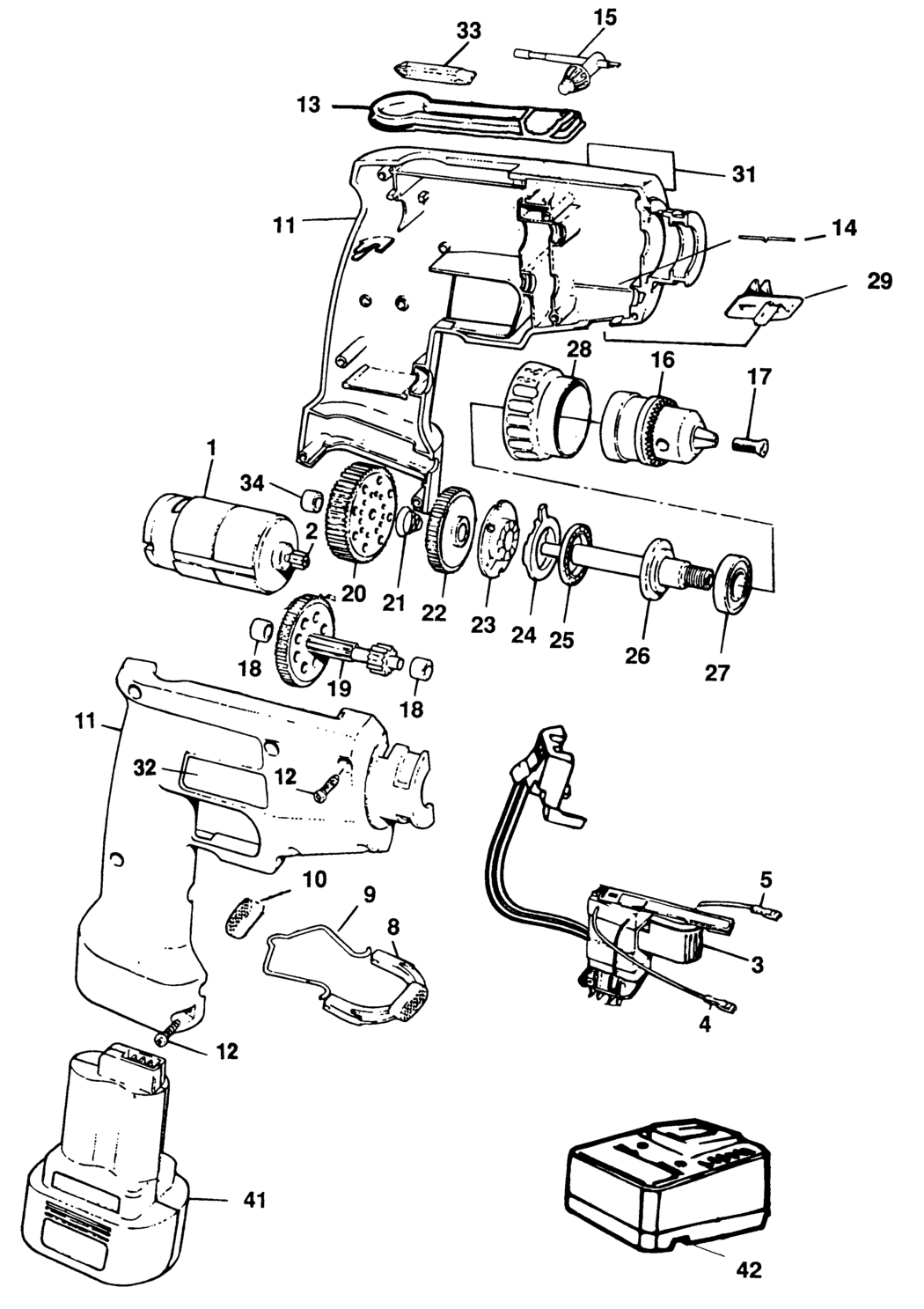 Elu MASB120 Type 1 Cordless Drill Spare Parts