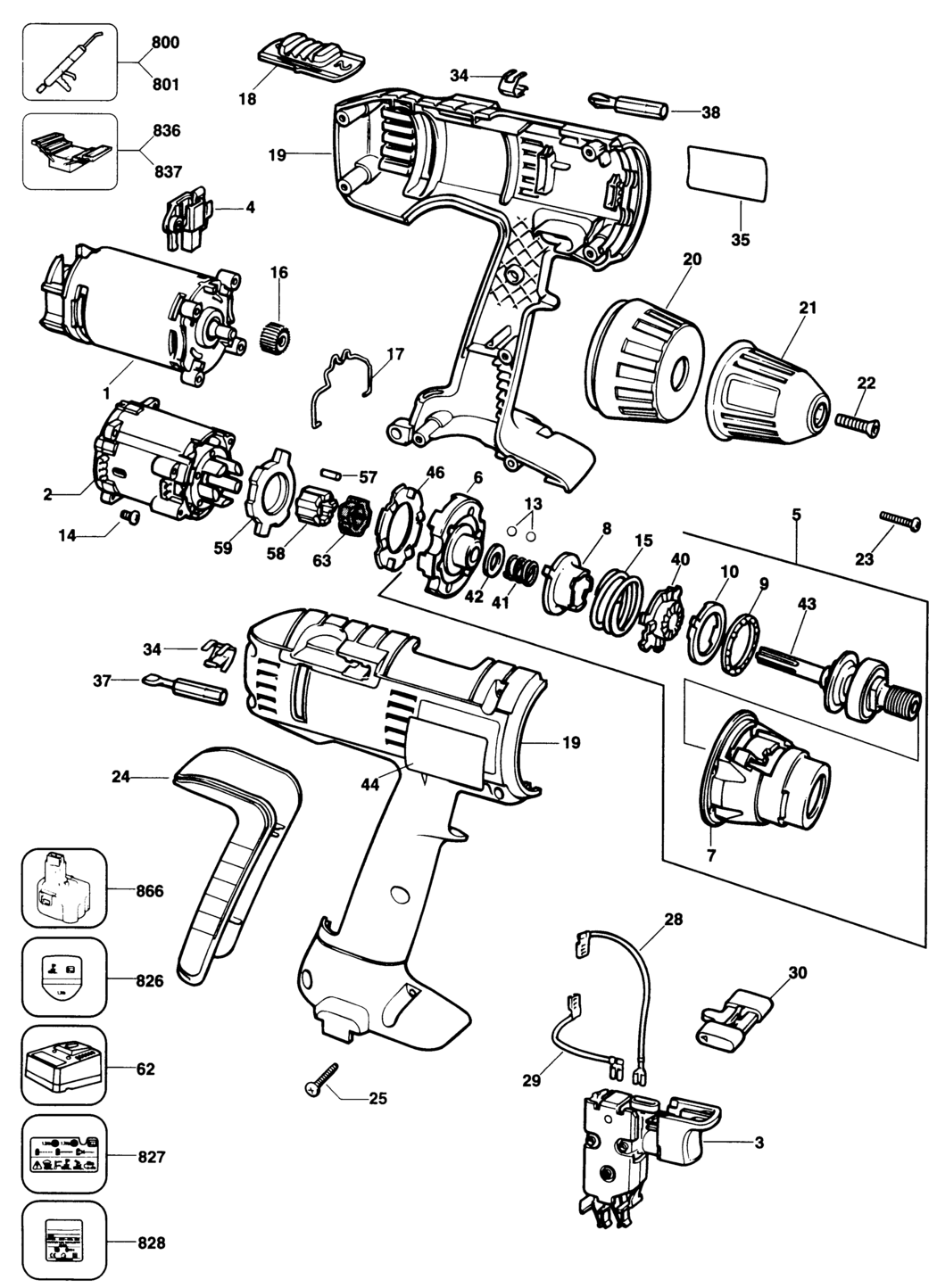 Elu SBA71K Type 2 Cordless Drill Spare Parts