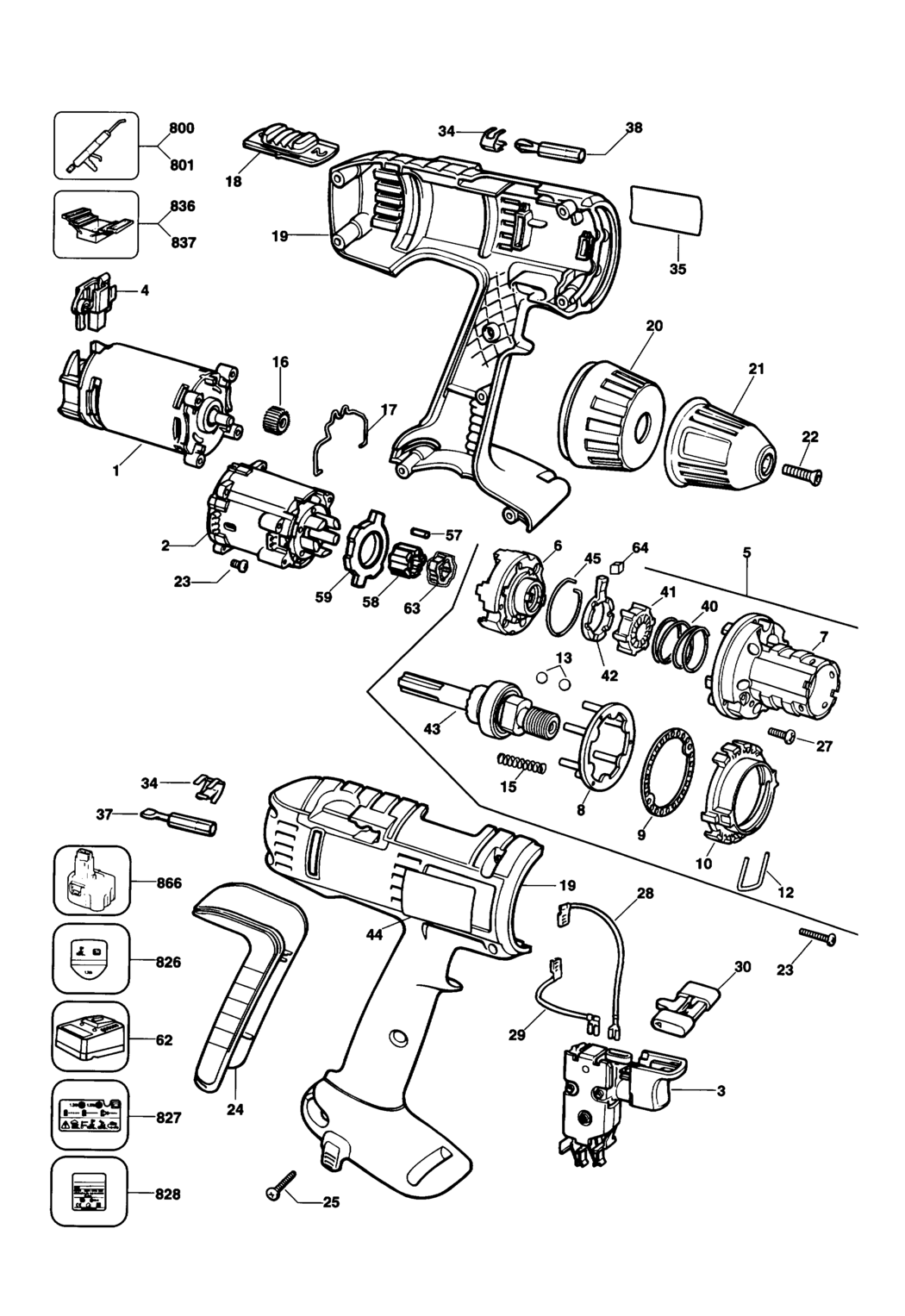 Elu SBA85K Type 2 Cordless Drill Spare Parts