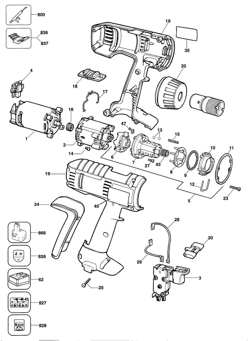 Elu SSA52 Type 1 Cordless Drill Spare Parts