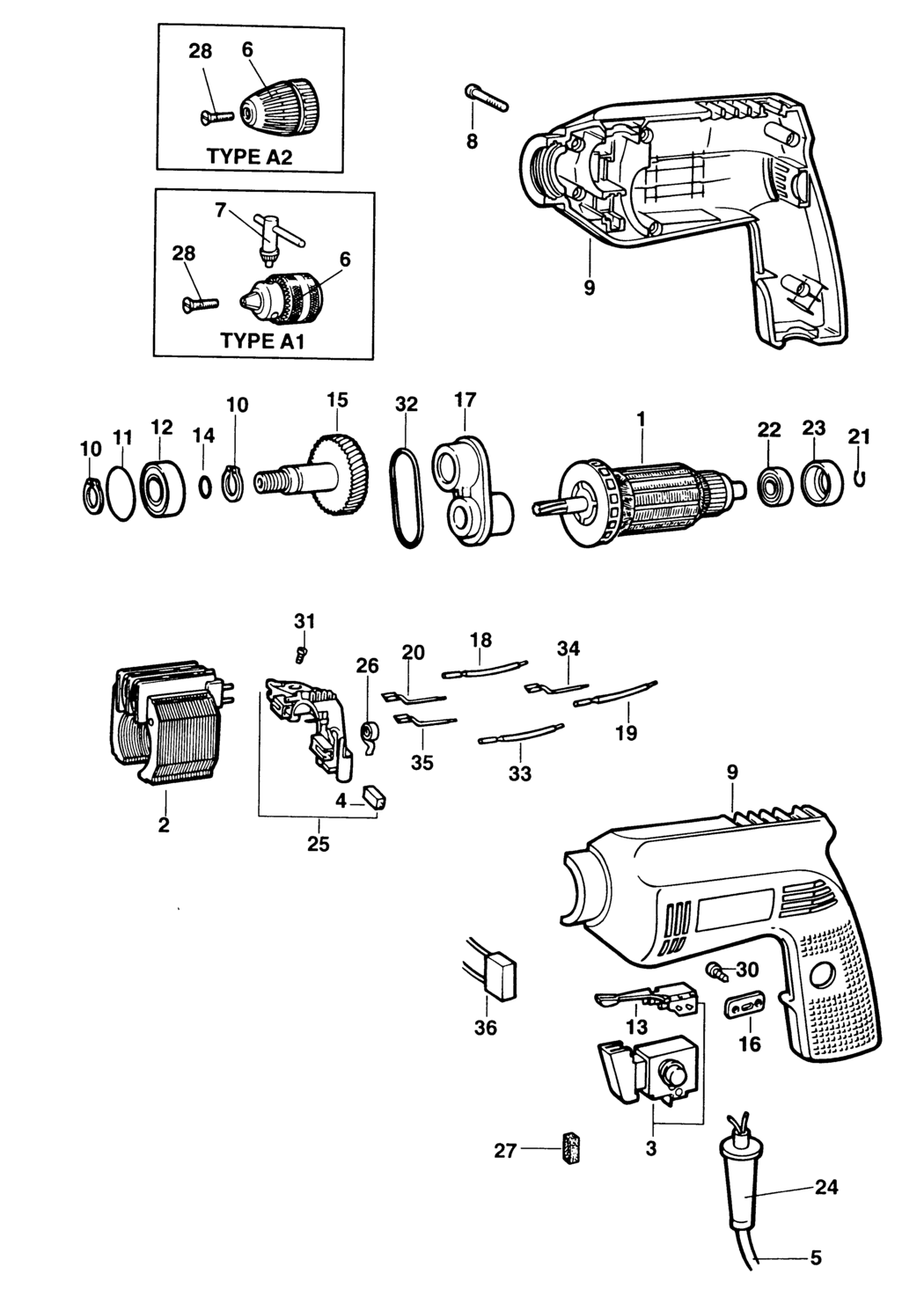 Elu BM11E Type 1 Hammer Drill Spare Parts