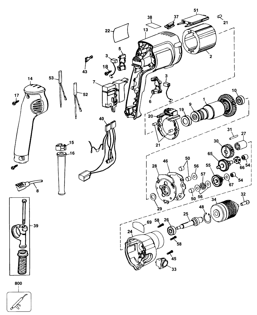 Elu BM18EBT Type 1 Drill Spare Parts