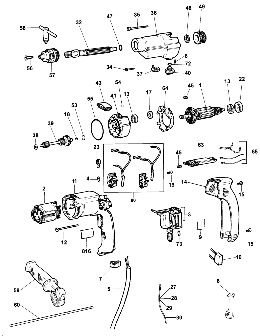 Elu BM19E Type 1 Drill Spare Parts