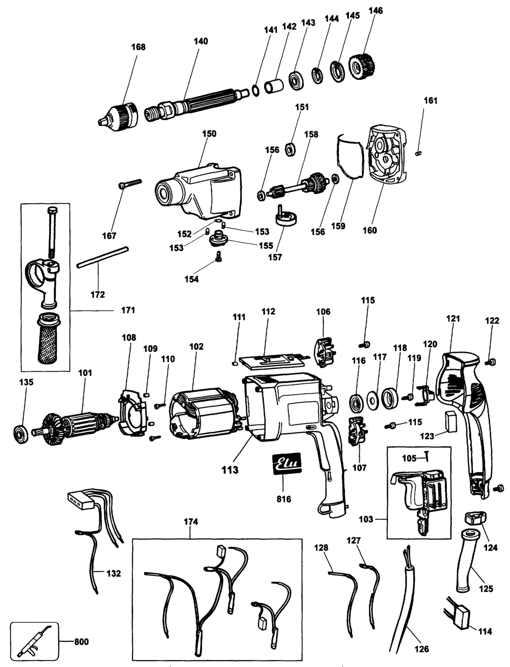 Elu BM22E Type 1 Drill Spare Parts
