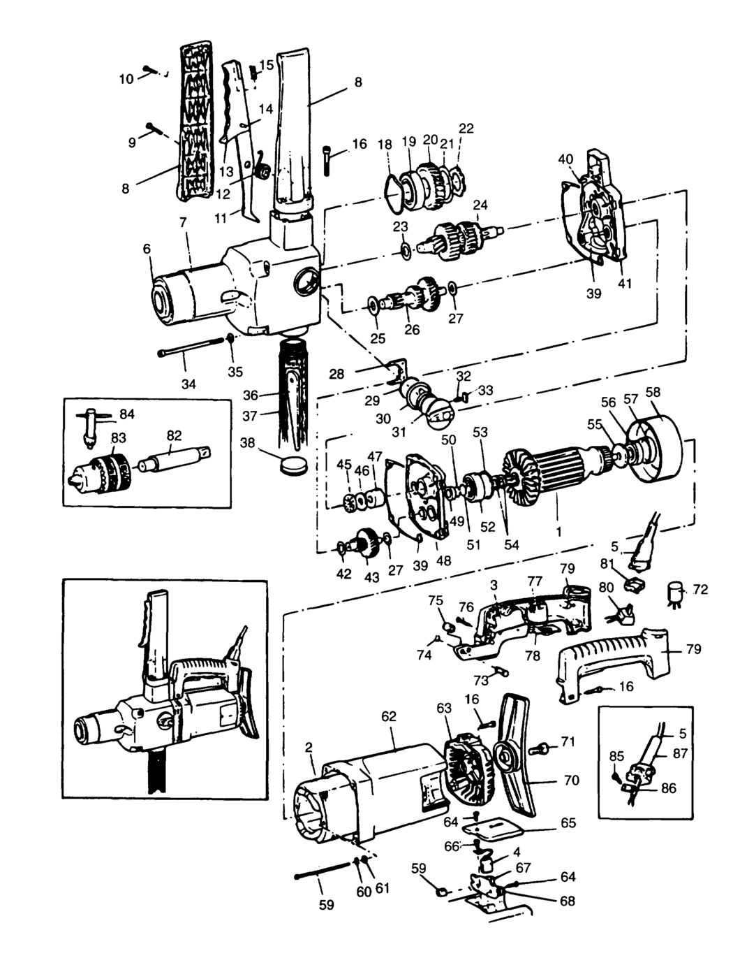 Elu BM53 Type 1 Drill Spare Parts
