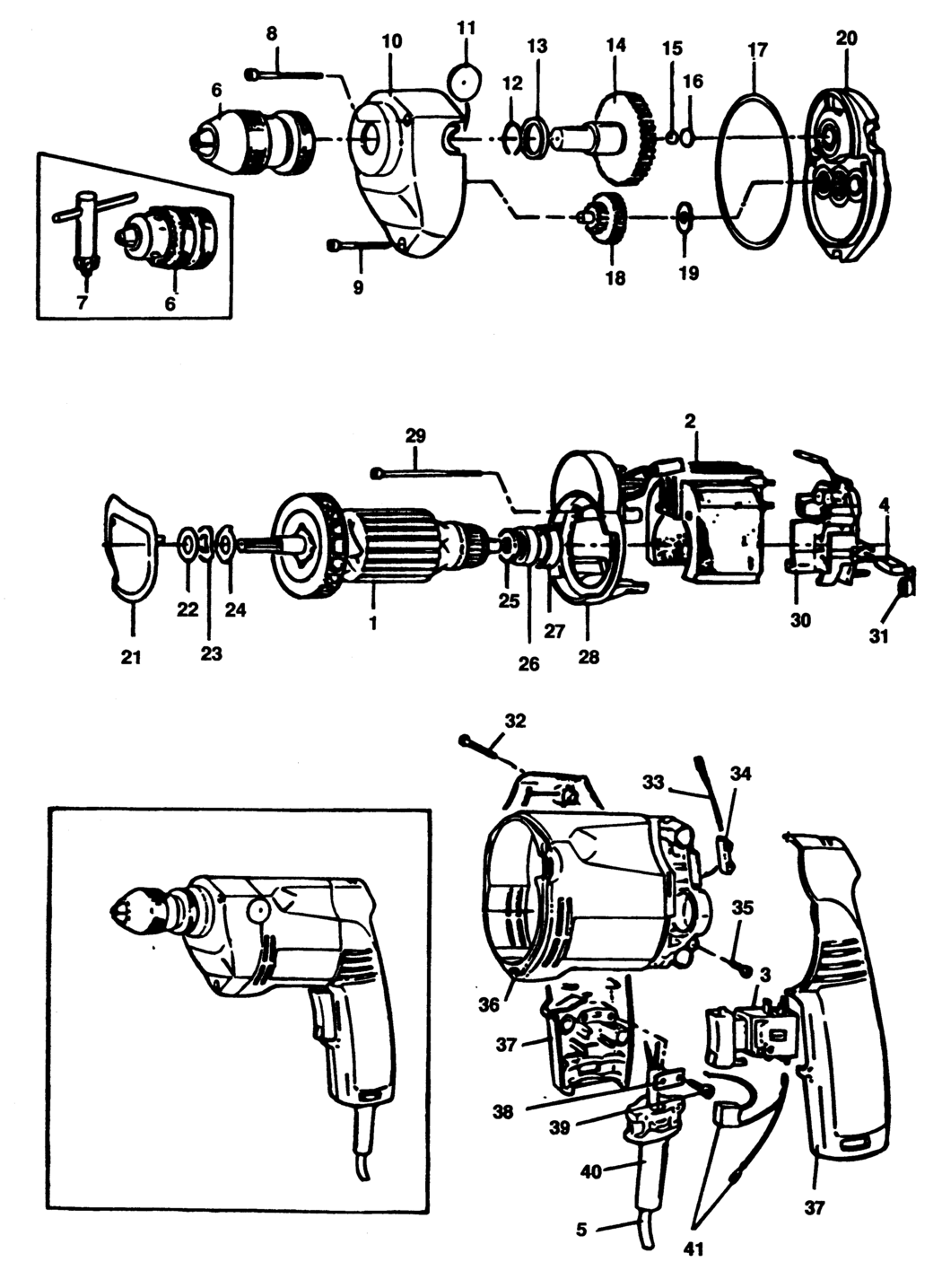 Elu ECD302 Type 1 Drill Spare Parts