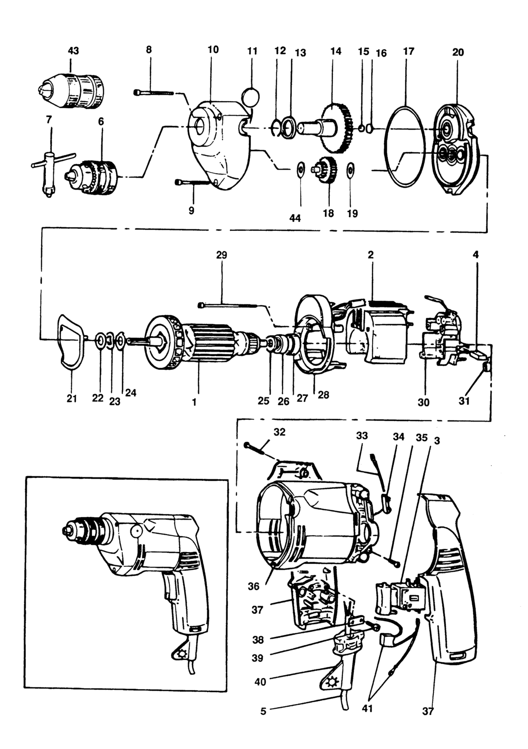 Elu ECD304 Type 1 Drill Spare Parts