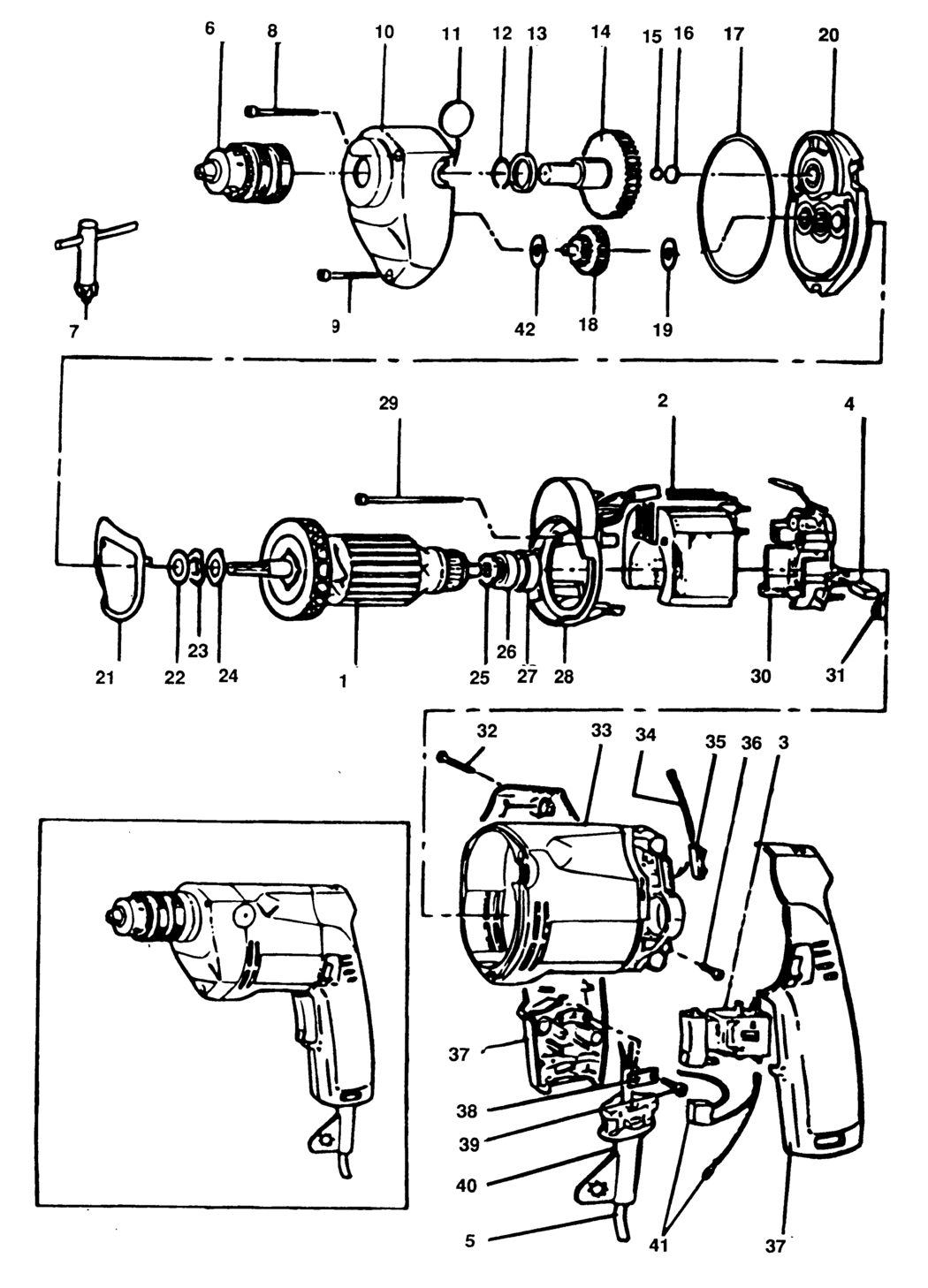 Elu ECD305 Type 1 Drill Spare Parts