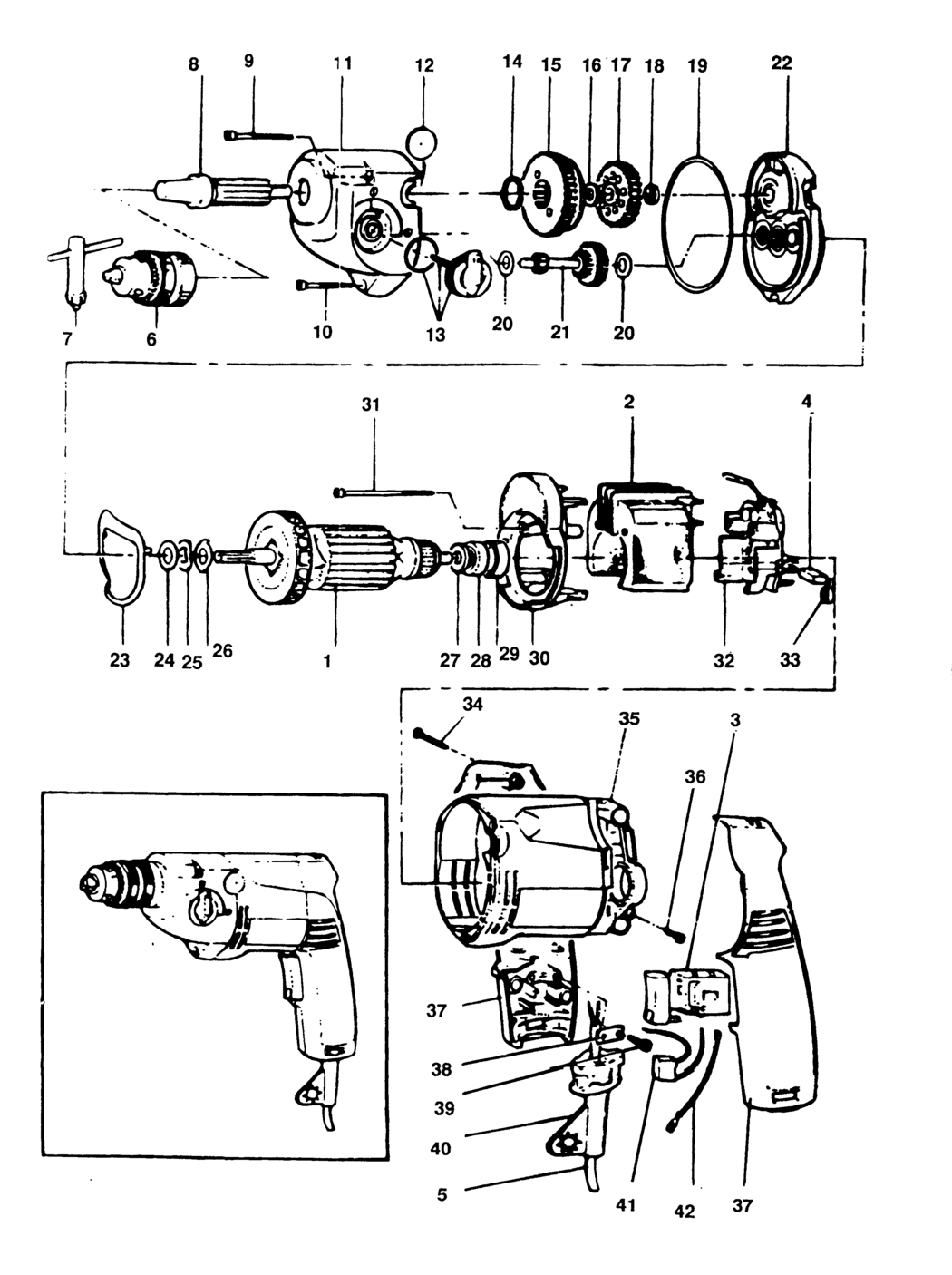 Elu ECD306 Type 1 Drill Spare Parts