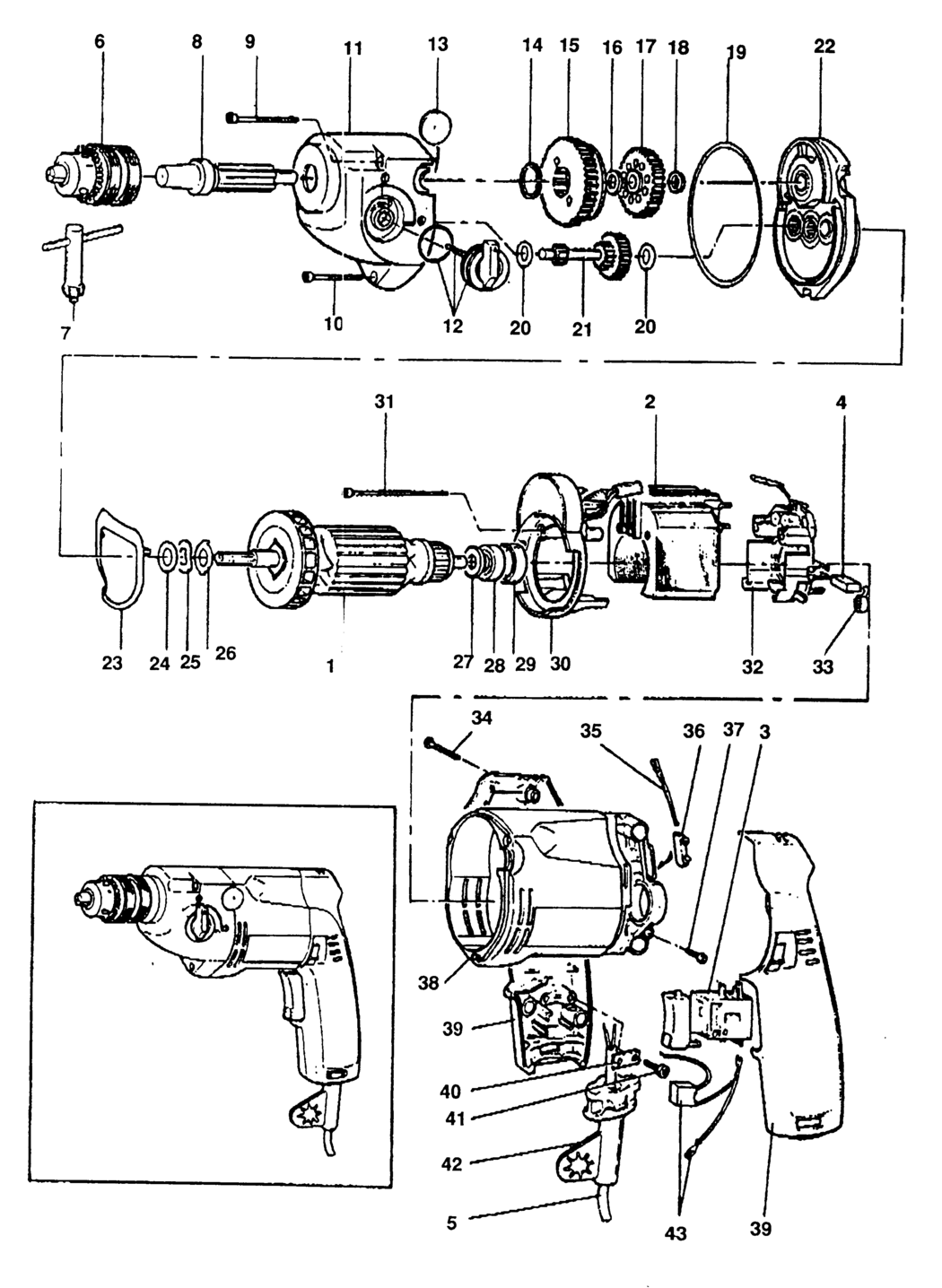 Elu ECD308 Type 1 Drill Spare Parts