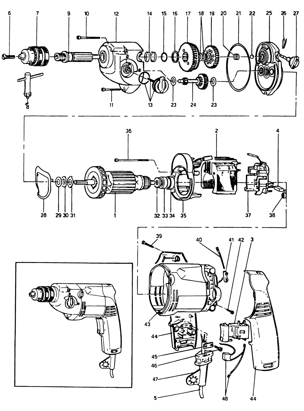 Elu EHD321 Type 1 Drill Spare Parts