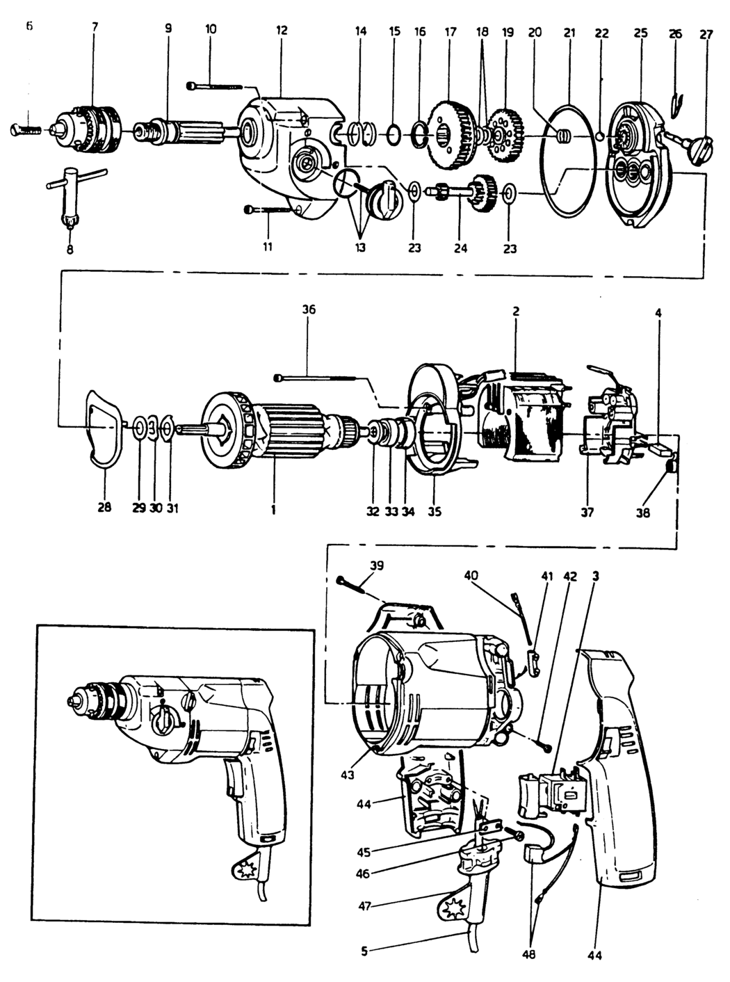 Elu EHD322 Type 1 Drill Spare Parts
