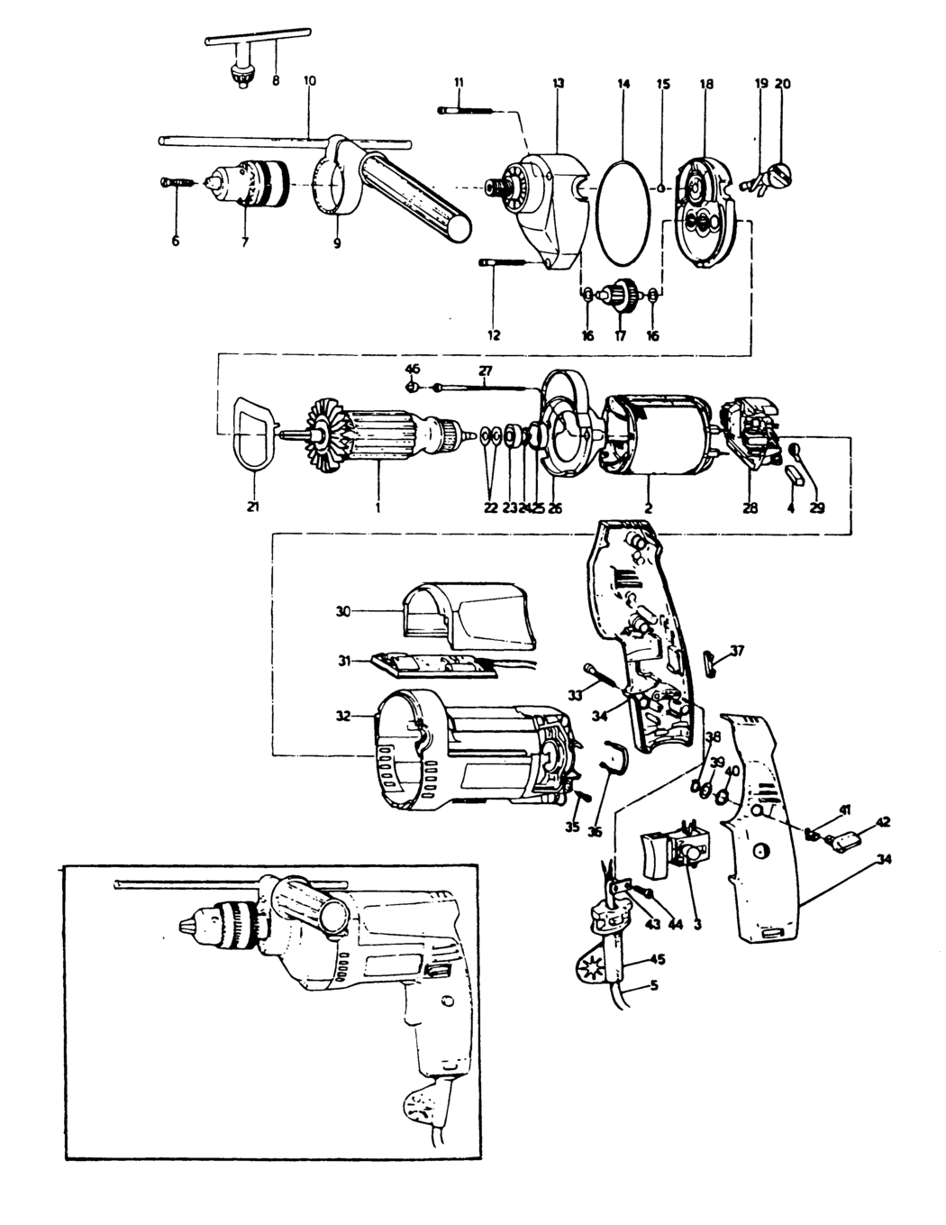Elu EMD403 Type 1 Drill Spare Parts