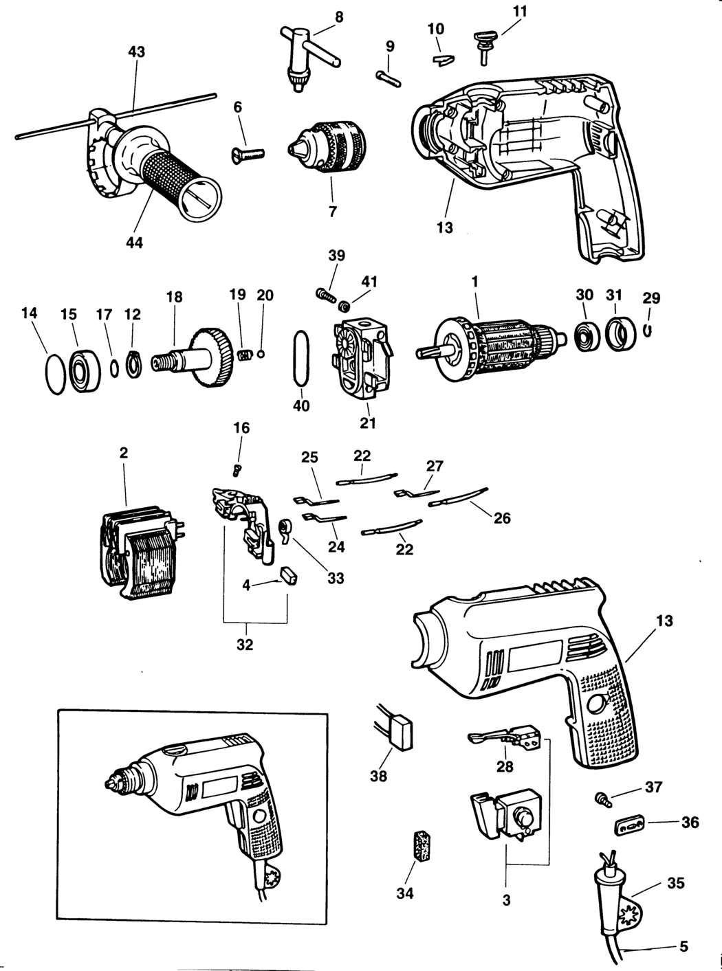 Elu SB11E Type 1 Hammer Drill Spare Parts