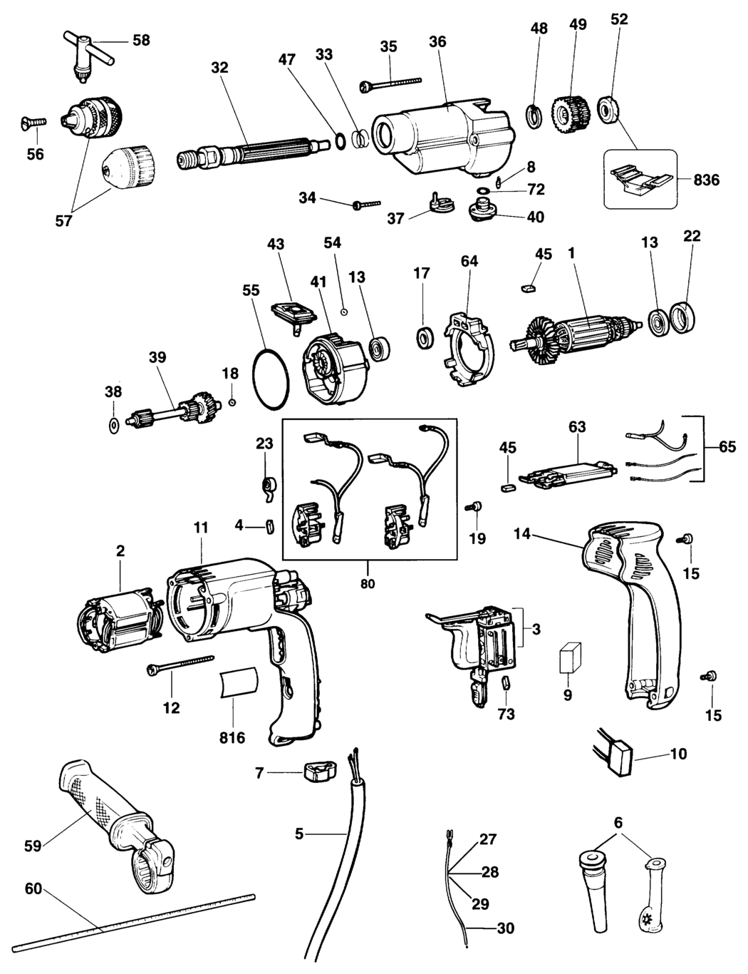 Elu SB13E Type 1 Drill Spare Parts