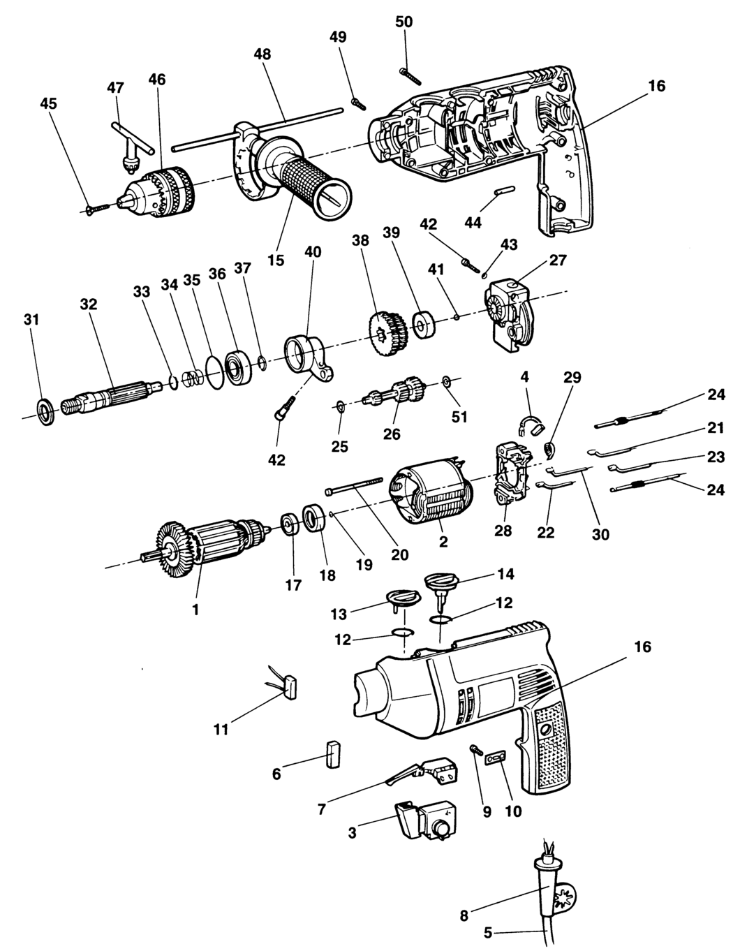 Elu SB15E Type 1-2 Hammer Drill Spare Parts