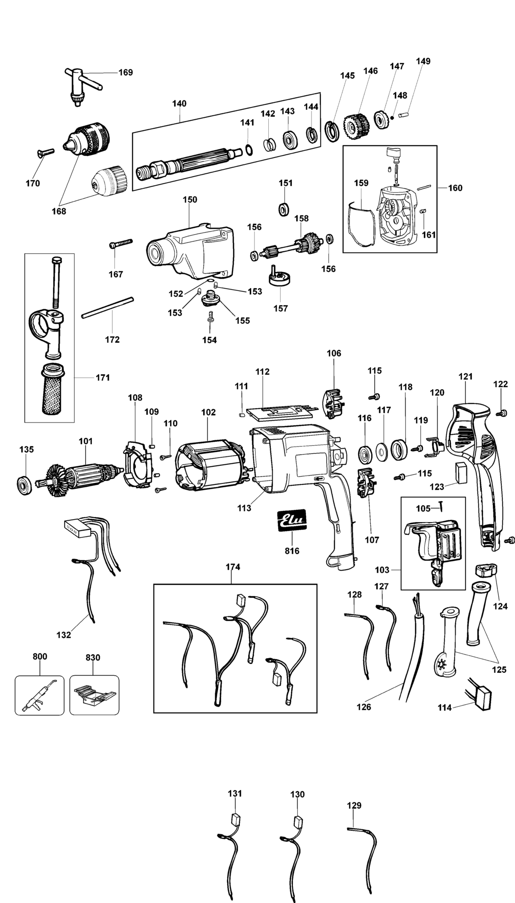 Elu SB22E Type 1 Drill Spare Parts