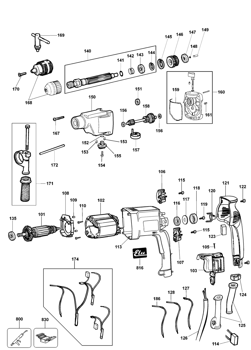 Elu SB22EK Type 2 Drill Spare Parts