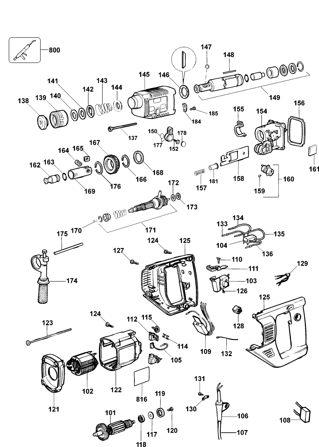 Elu BH26 Type 3 Rotary Hammer Spare Parts