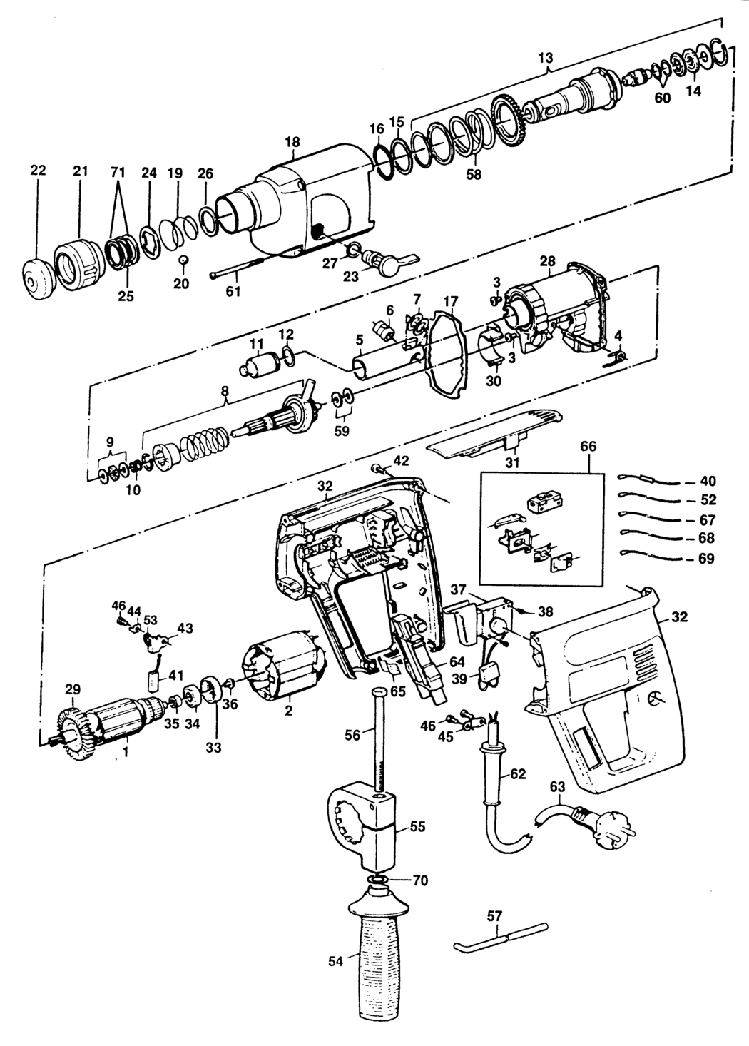 Elu EHD323 Type 1 Rotary Hammer Spare Parts