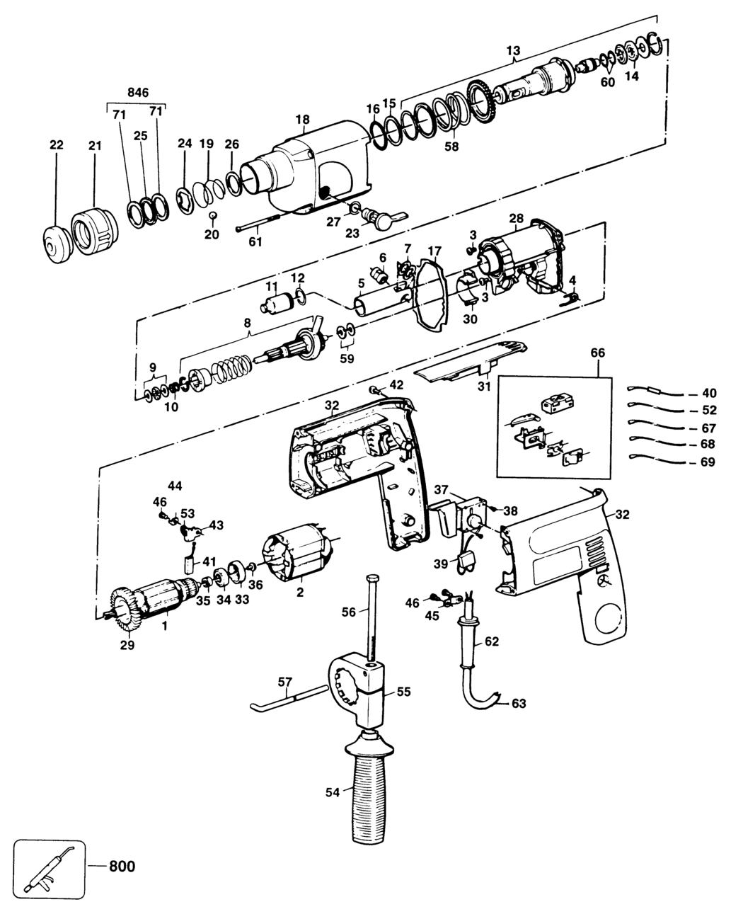 Elu MBH20 Type 2 Rotary Hammer Spare Parts