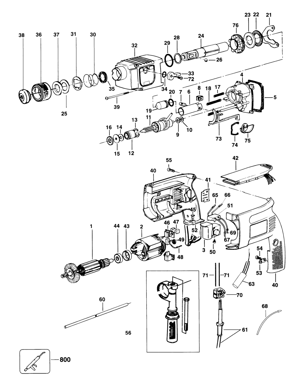 Elu MBH23 Type 2 Rotary Hammer Spare Parts