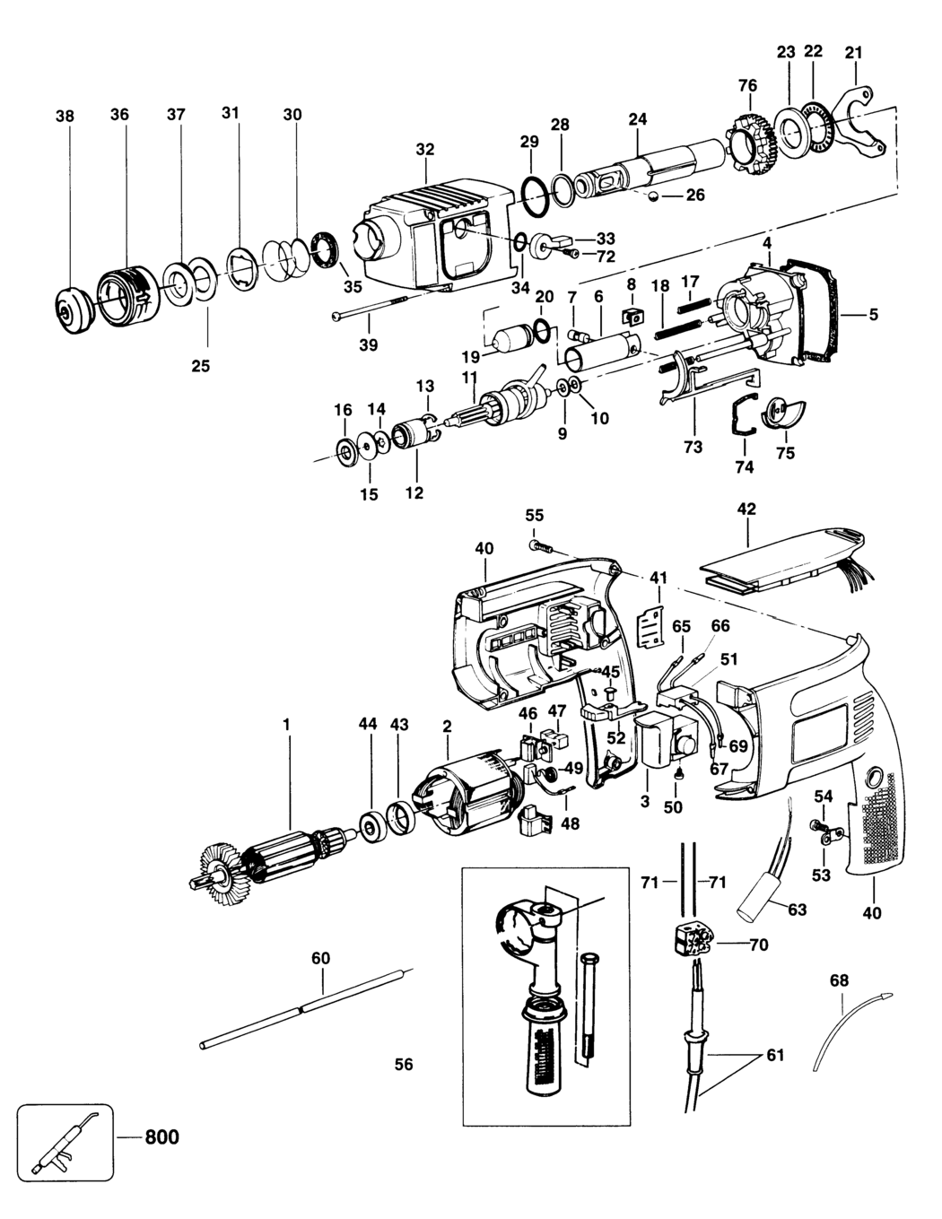 Elu MBH23L Type 1 Rotary Hammer Spare Parts