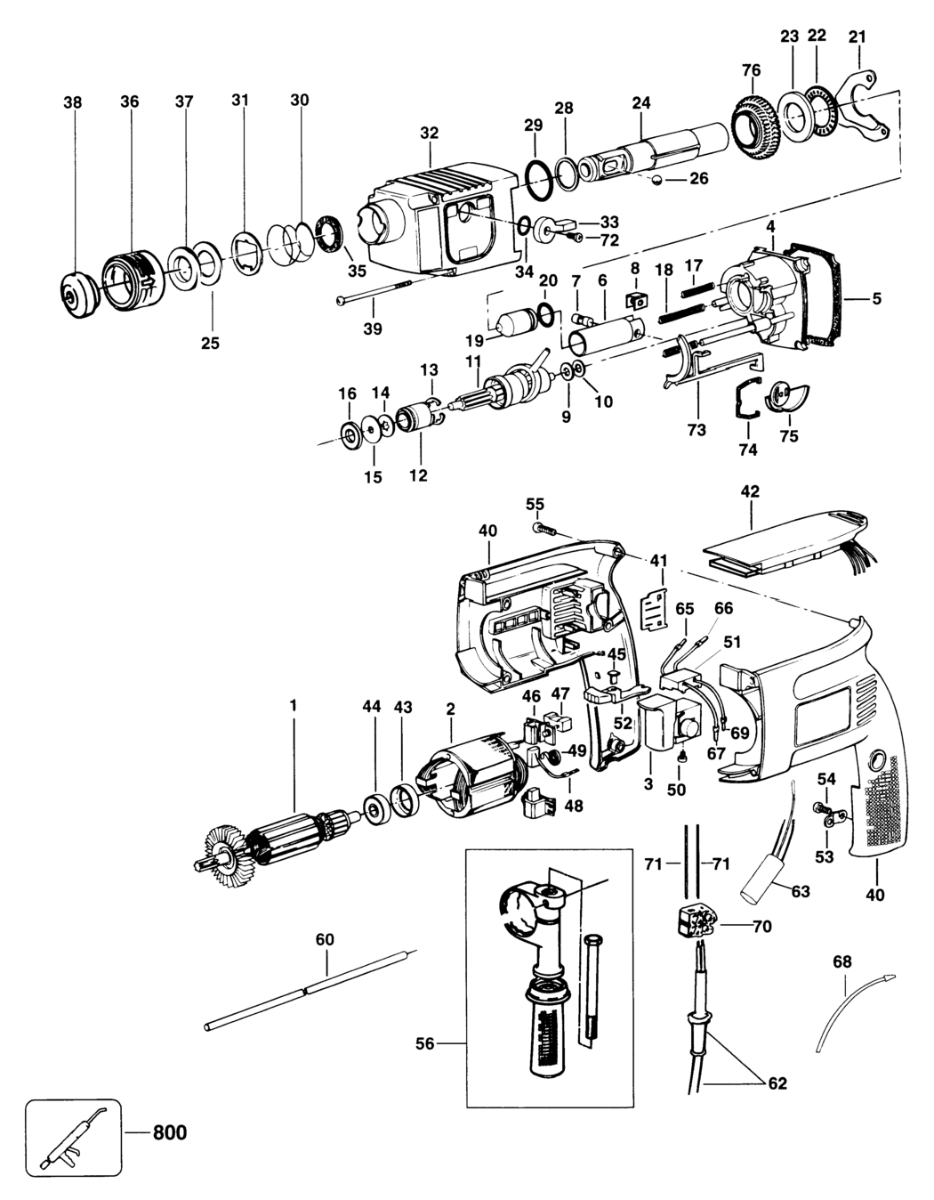 Elu MBH24 Type 3 Rotary Hammer Spare Parts