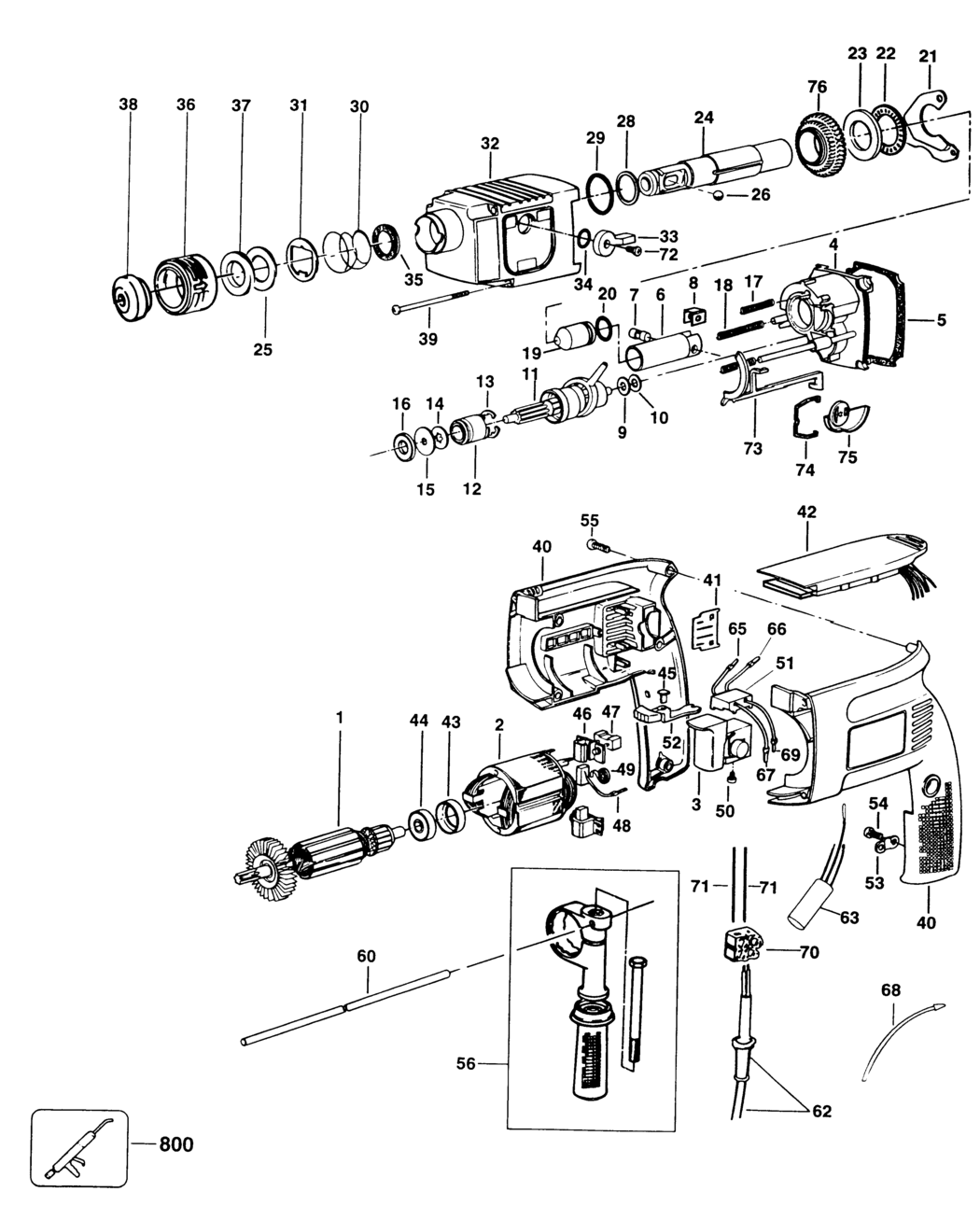 Elu MBH24L Type 1 Rotary Hammer Spare Parts