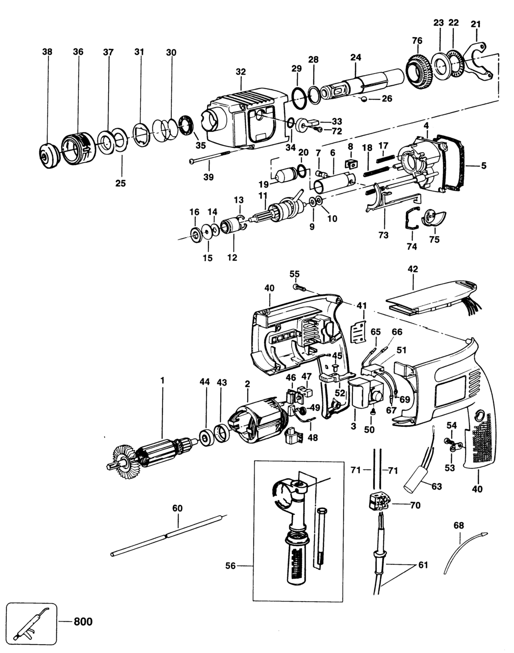 Elu MBH24RLM Type 3 Rotary Hammer Spare Parts