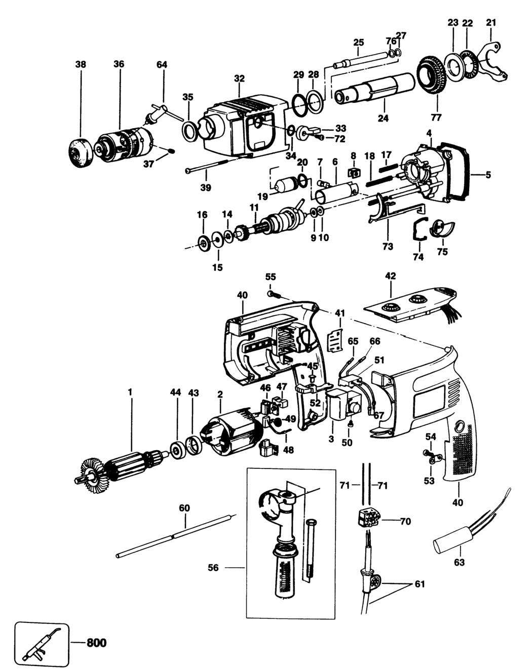 Elu MBH24RLU Type 2 Rotary Hammer Spare Parts