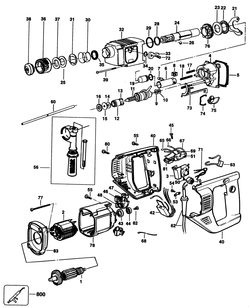 Elu MBH25L Type 2 Rotary Hammer Spare Parts