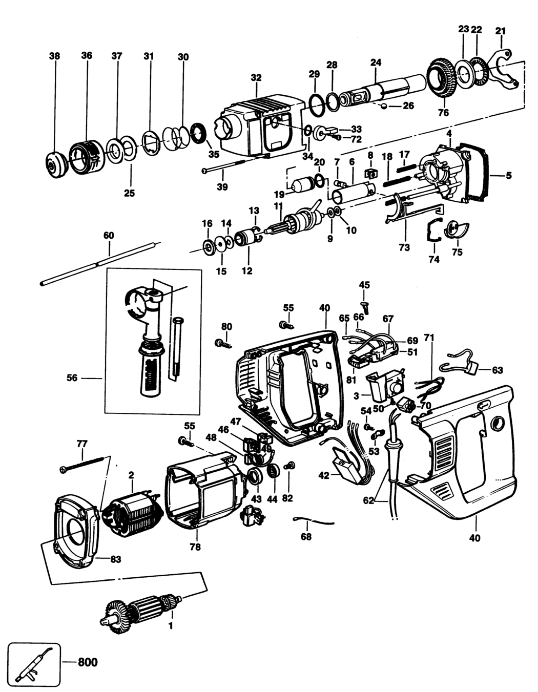 Elu MBH26 Type 3 Rotary Hammer Spare Parts