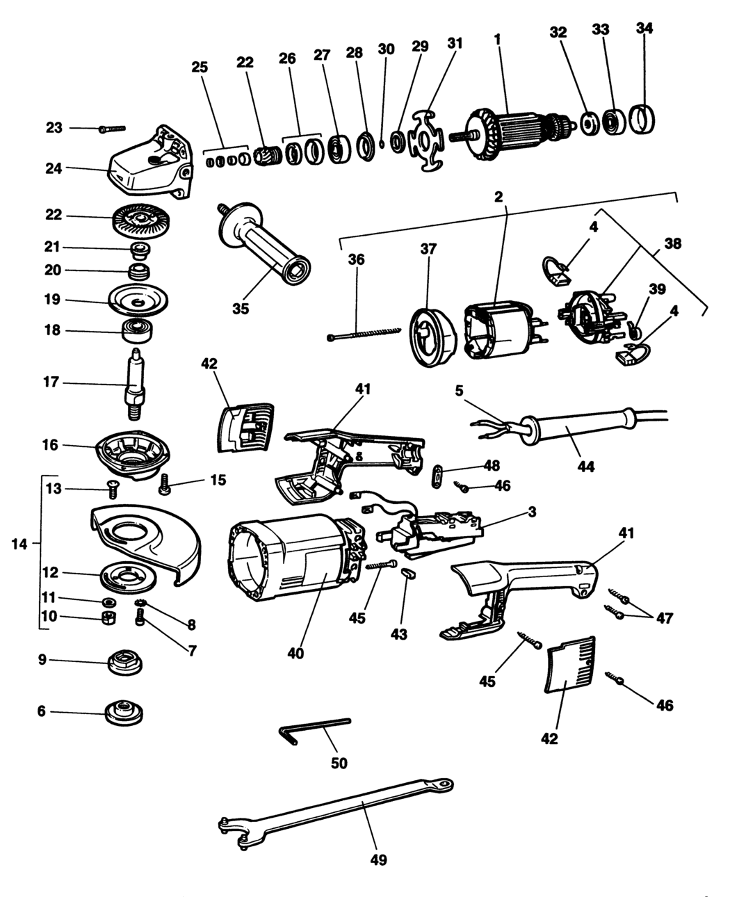 Elu DT53E Type 1 Angle Grinder Spare Parts