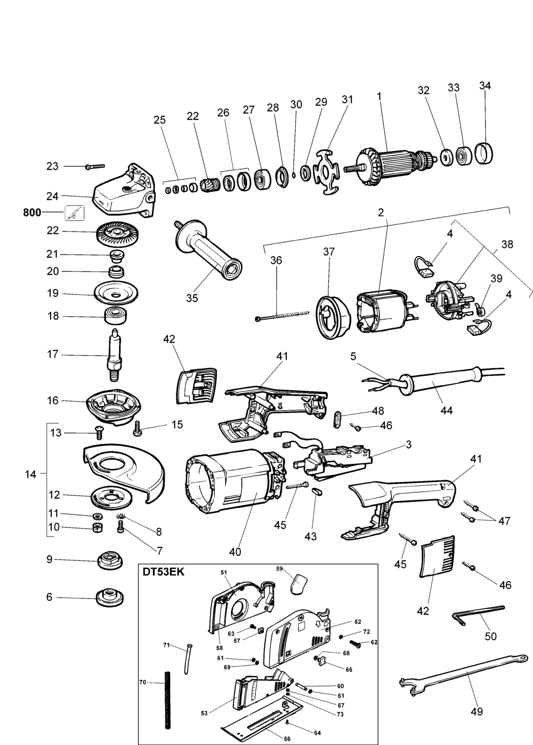 Elu DT53E Type 2 Angle Grinder Spare Parts