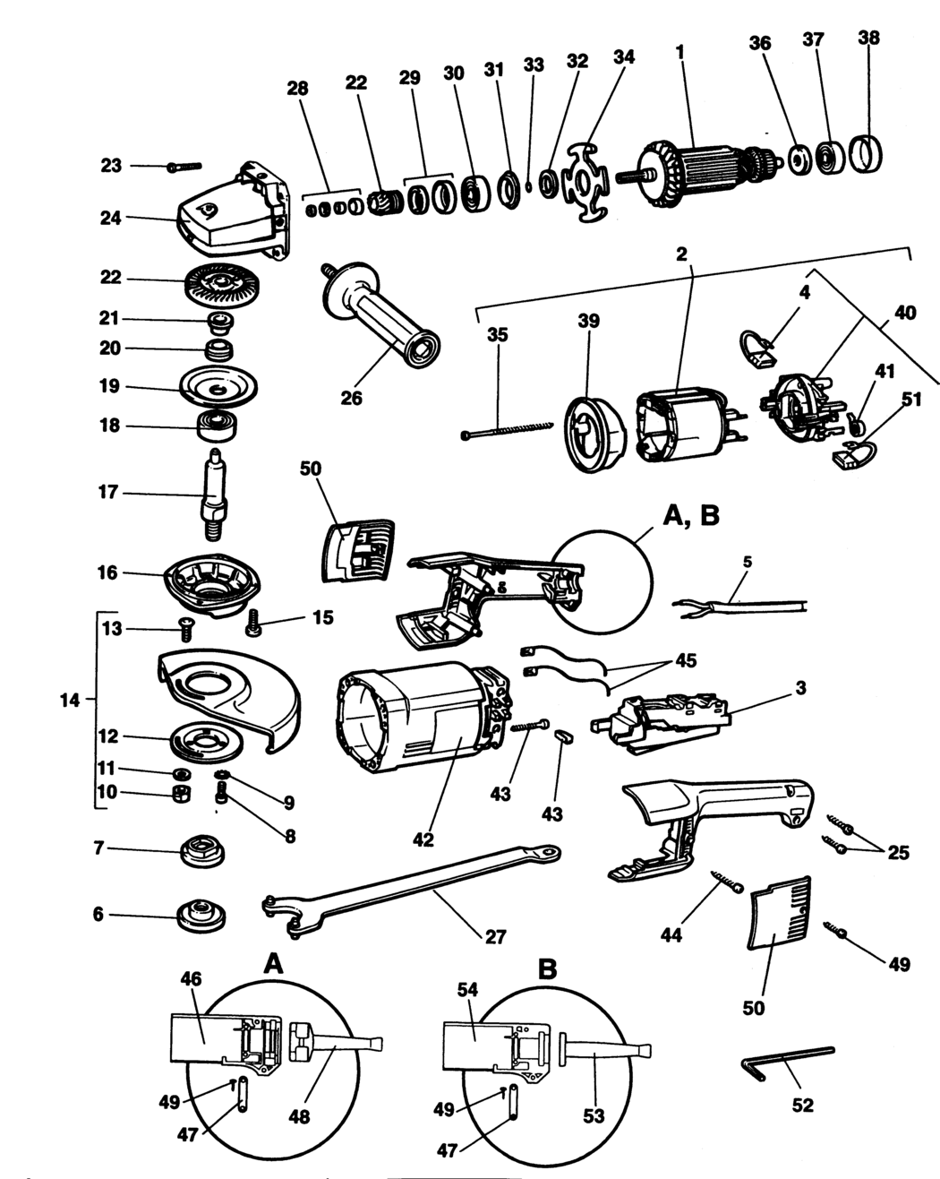 Elu EAG201 Type 1 Angle Grinder Spare Parts