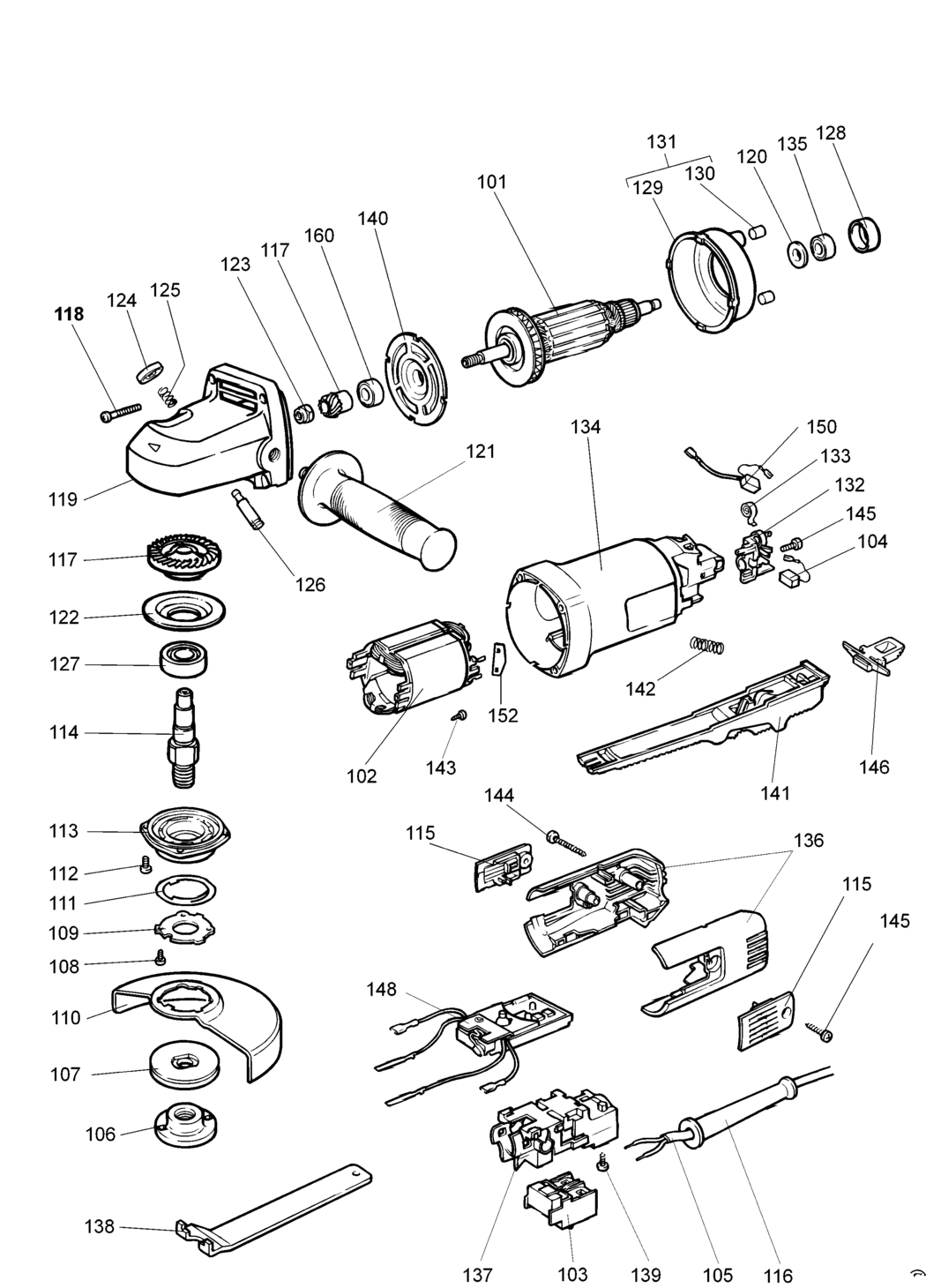 Elu WS12E Type 1 Angle Grinder Spare Parts