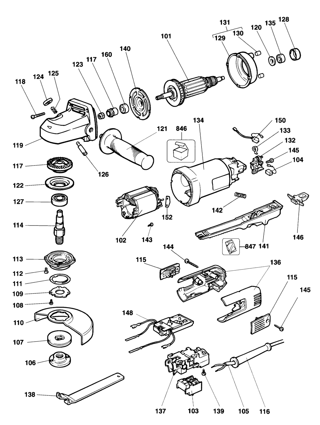 Elu WS14E Type 1 Angle Grinder Spare Parts