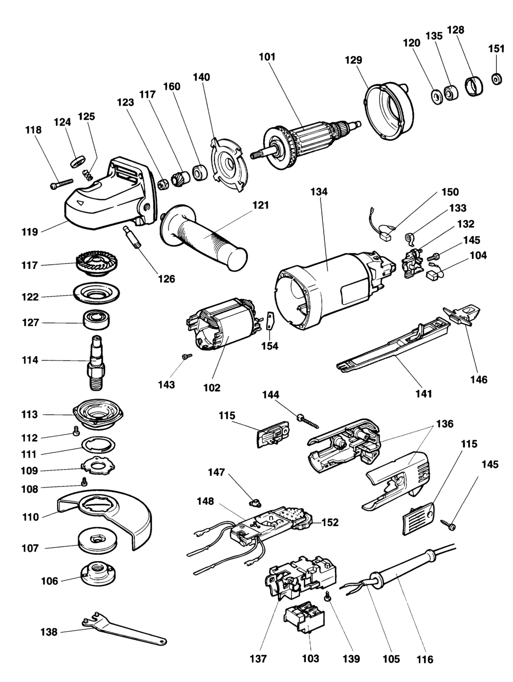 Elu WS14V Type 1 Angle Grinder Spare Parts