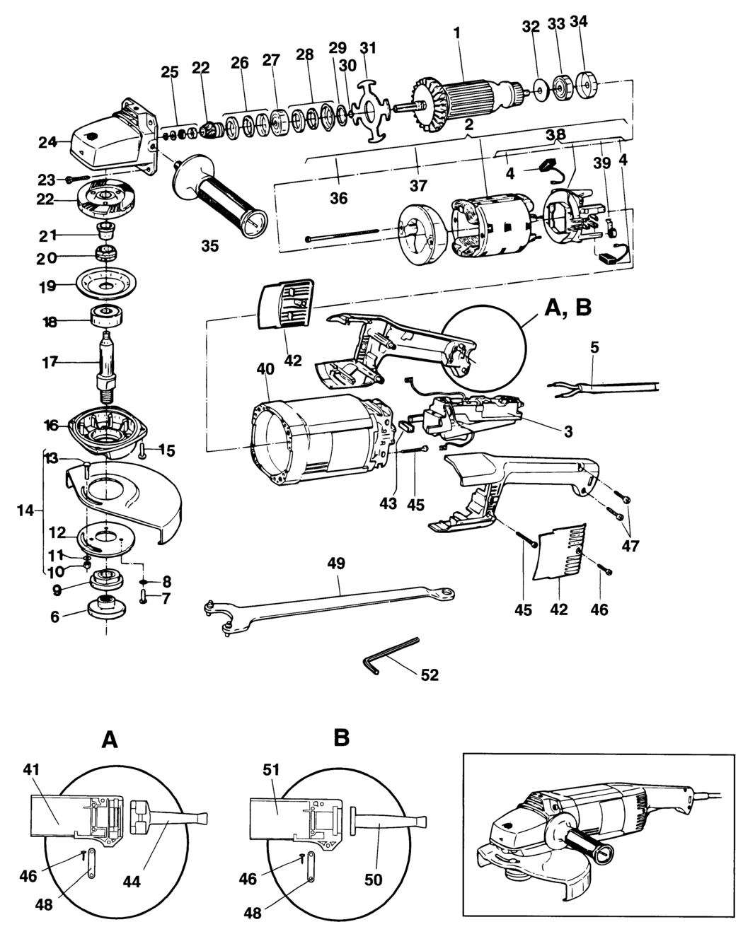 Elu WS20180A Type 1 Angle Grinder Spare Parts