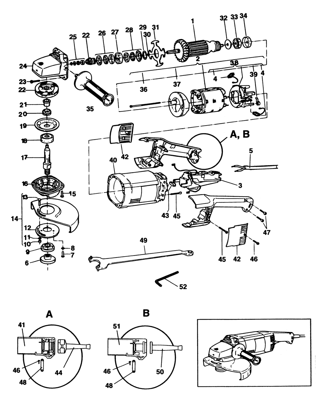 Elu WS20230A Type 1 Angle Grinder Spare Parts