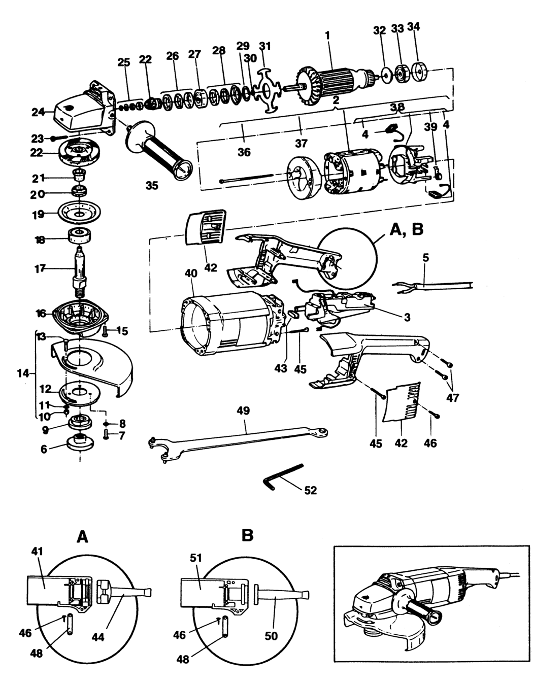 Elu WS24180A Type 1 Angle Grinder Spare Parts