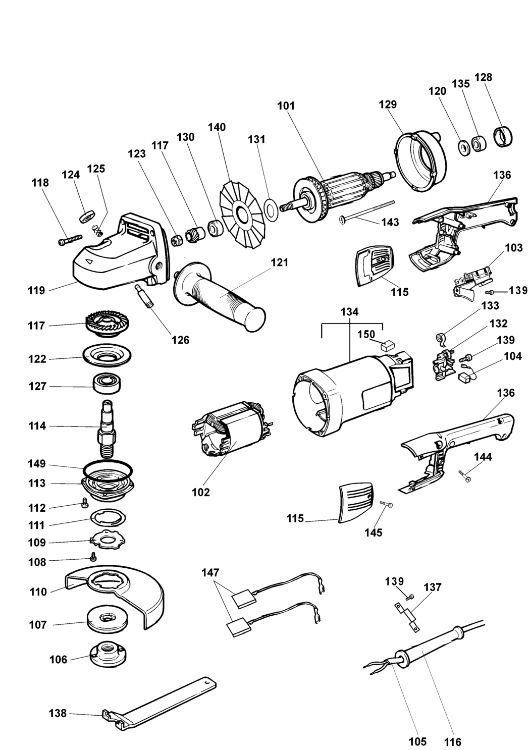 Elu WS45 Type 1 Angle Grinder Spare Parts