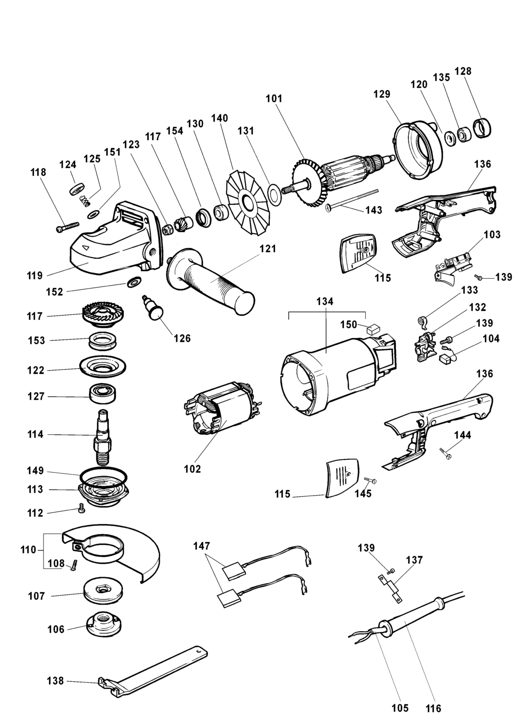 Elu WS47 Type 1 Angle Grinder Spare Parts