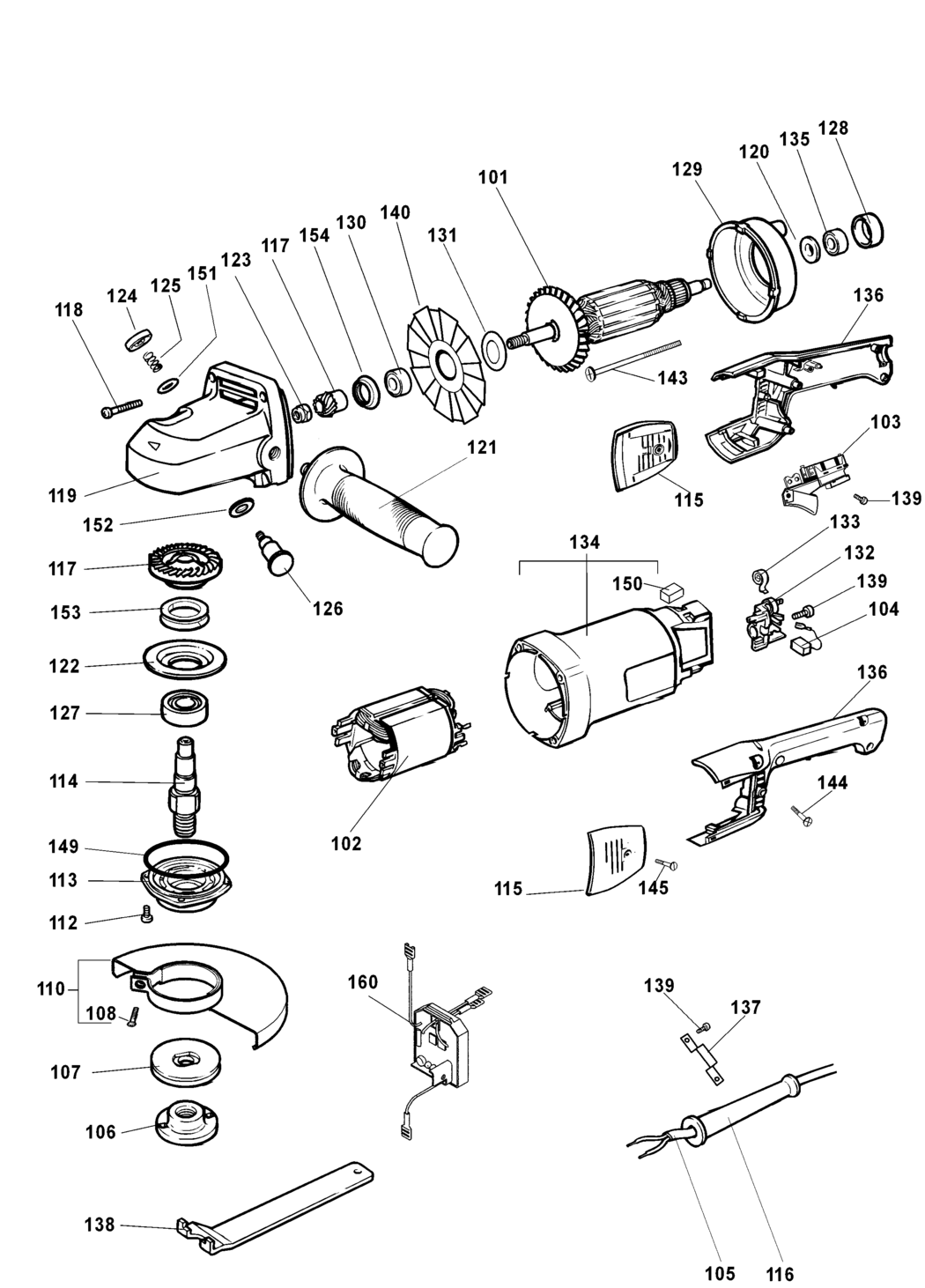 Elu WS48E Type 1 Angle Grinder Spare Parts