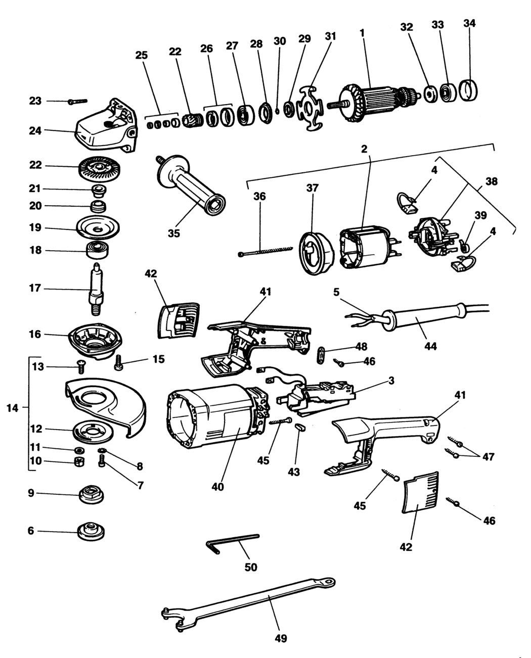 Elu WS51E Type 1 Angle Grinder Spare Parts