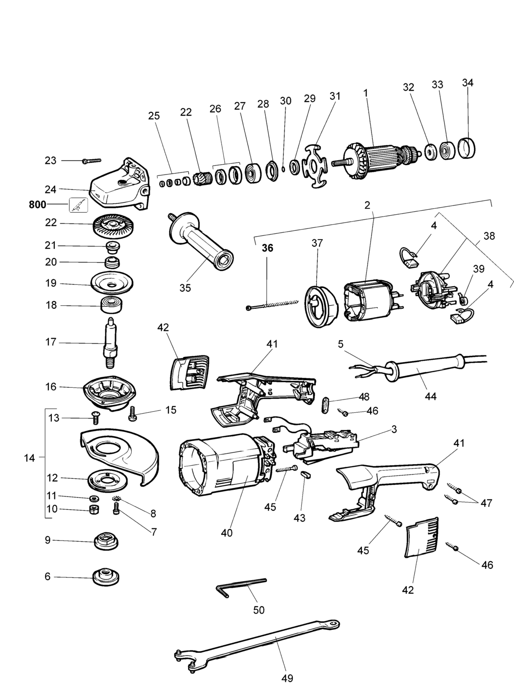 Elu WS53E Type 2 Angle Grinder Spare Parts