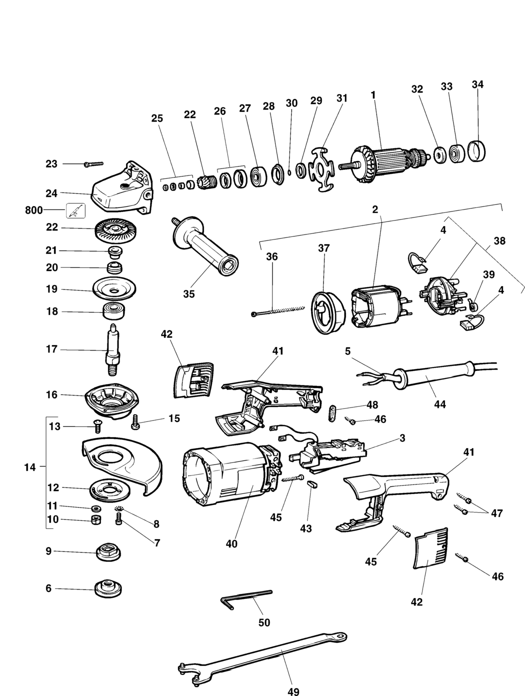 Elu WS54E Type 2 Angle Grinder Spare Parts