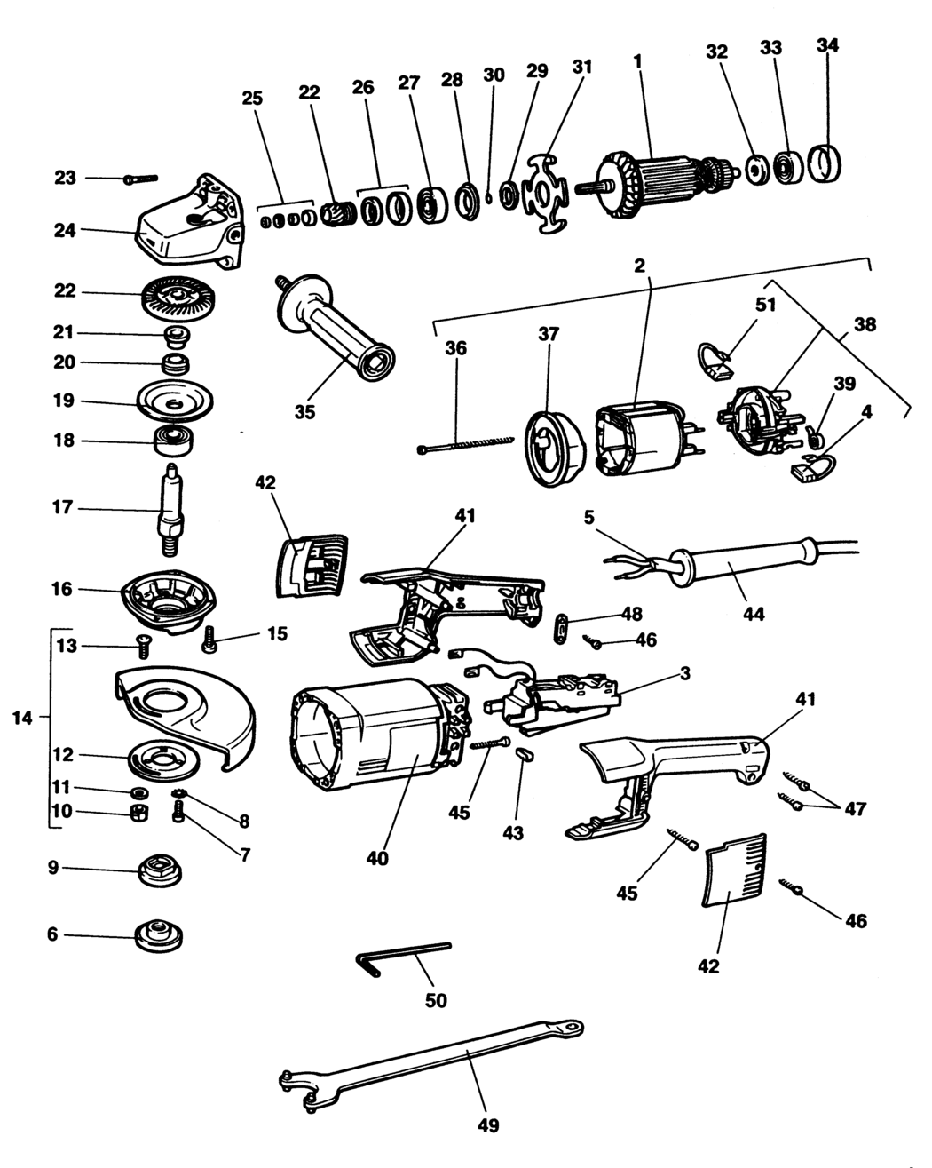 Elu WS55E Type 1 Angle Grinder Spare Parts